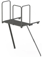43 by 24 inch porch extension platform with handrails.