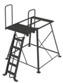 5 foot powder-coated steel tower stand with ladder and railed platform.
